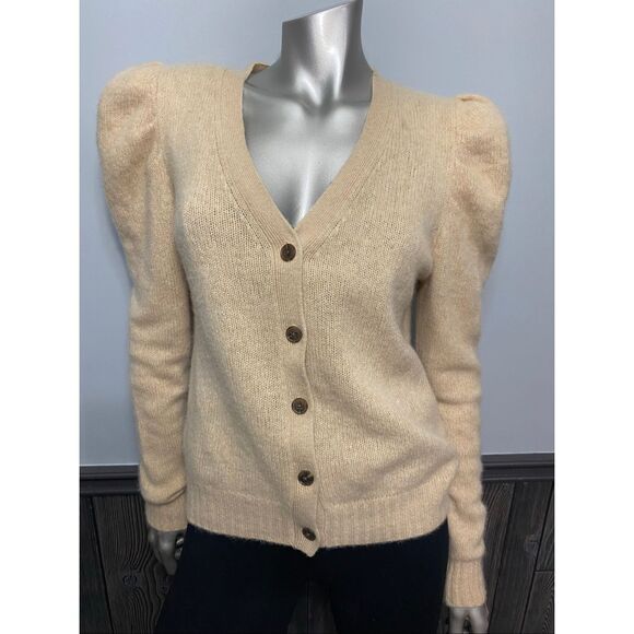 L/XL, Saks 5th Ave cashmere cardigan with slight puff sleeve like new condition! - Picture 7 of 11